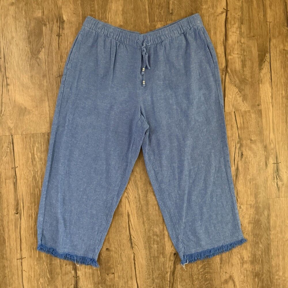 Susan Graver Pull On Pants M Petite Pockets Resort Minimalist Coastal Travel